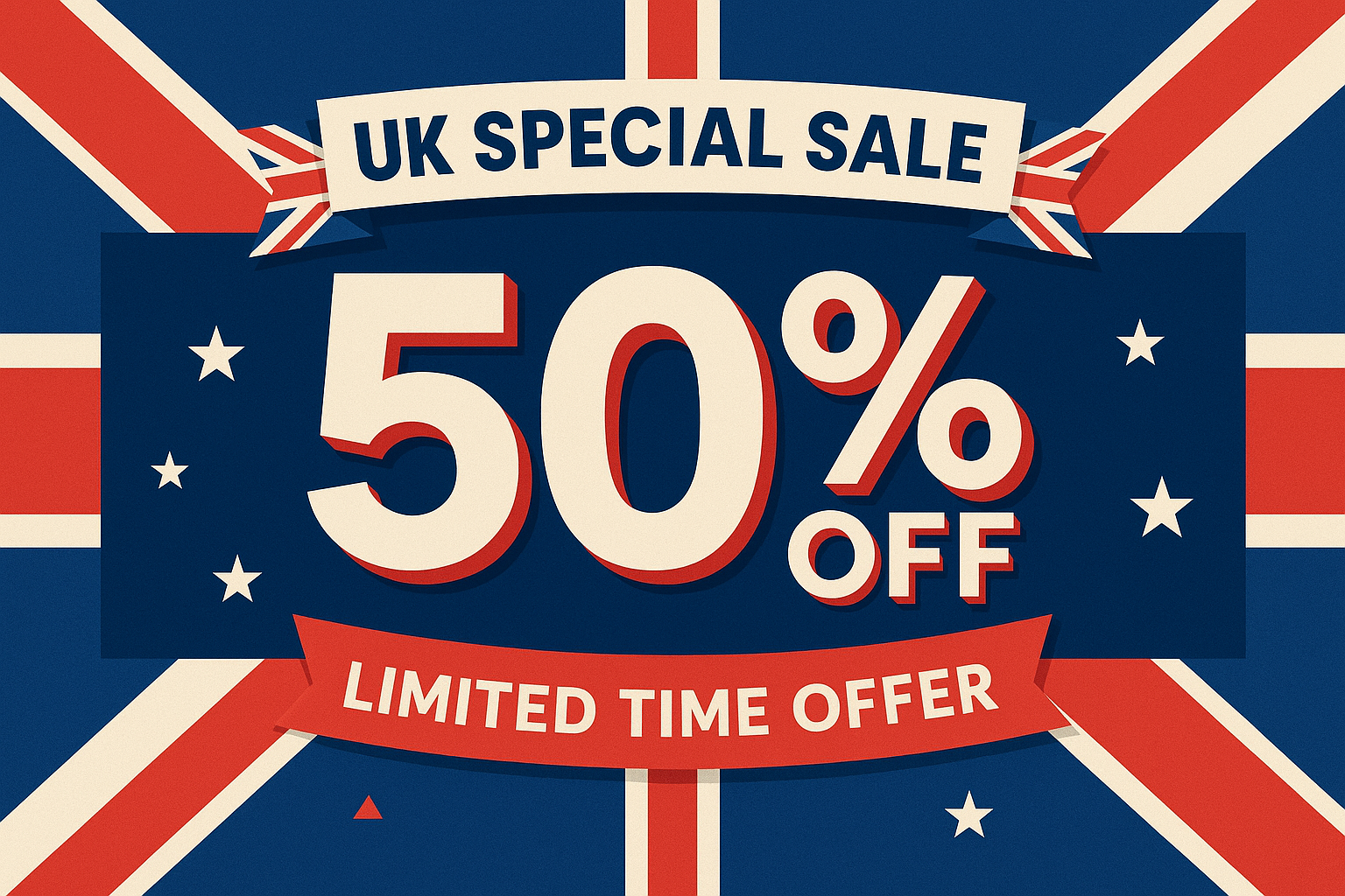 英国特卖促销英文，优惠50%